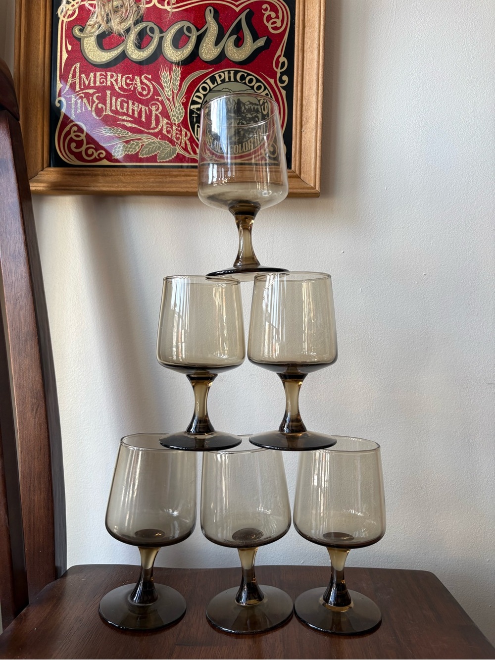 Vintage Libbey Smoky Brown Wine Glasses Set of 6 🍷🤎